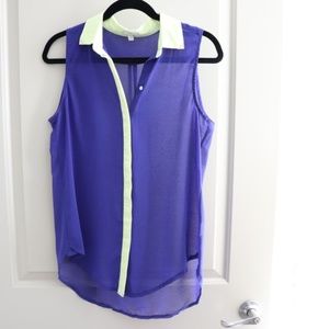 Blue/Neon Sleeveless Blouse